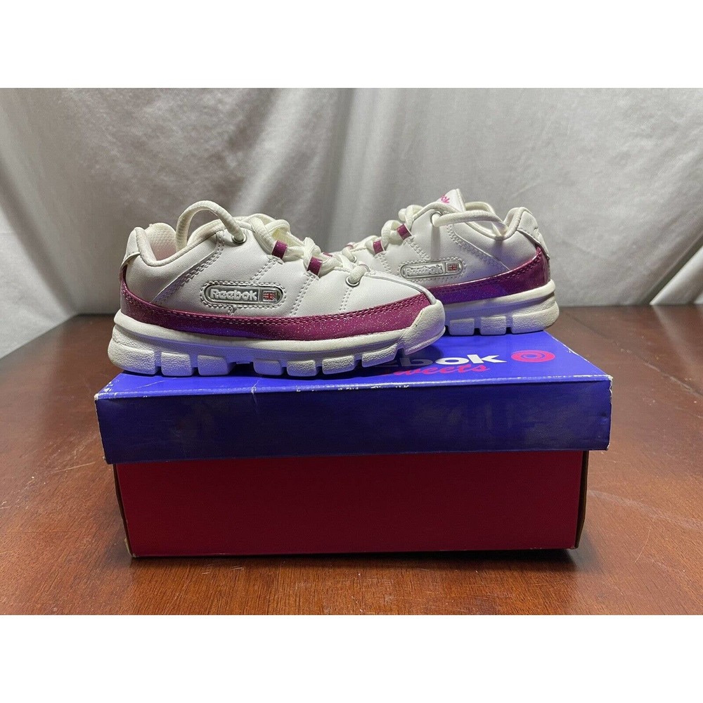 Reebok Sweets Versa CL Dymen Sparkle White Pink Silver Toddler Shoes Size 9